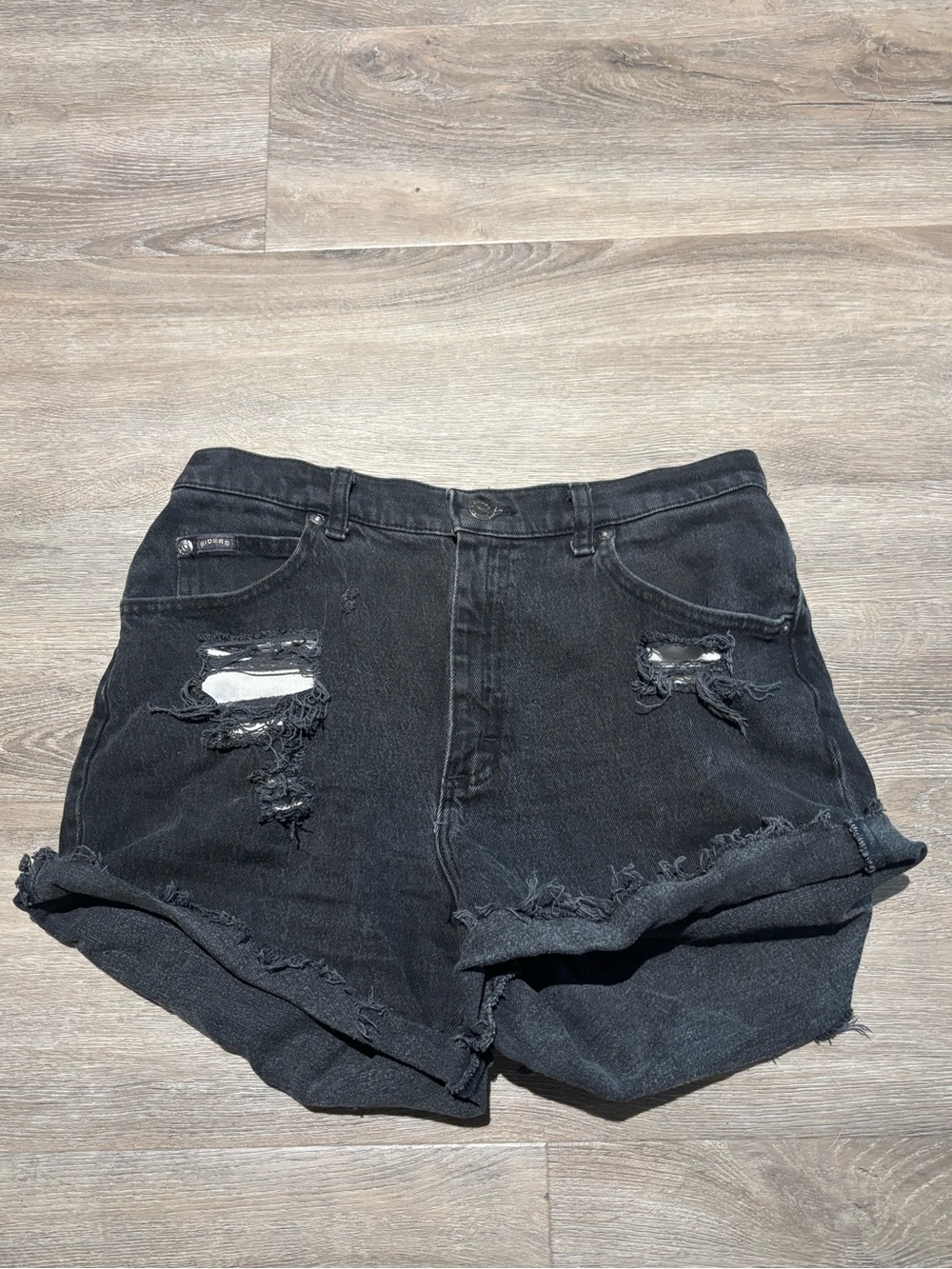 Riders High-Rise Black Distressed Denim Shorts